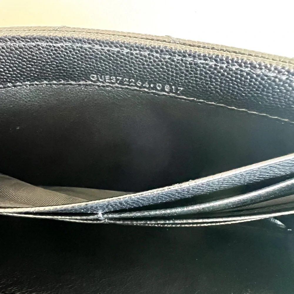 Saint Laurent YSL Large Grain de Poudre Leather Flap Wallet in Black - Picture 8 of 10